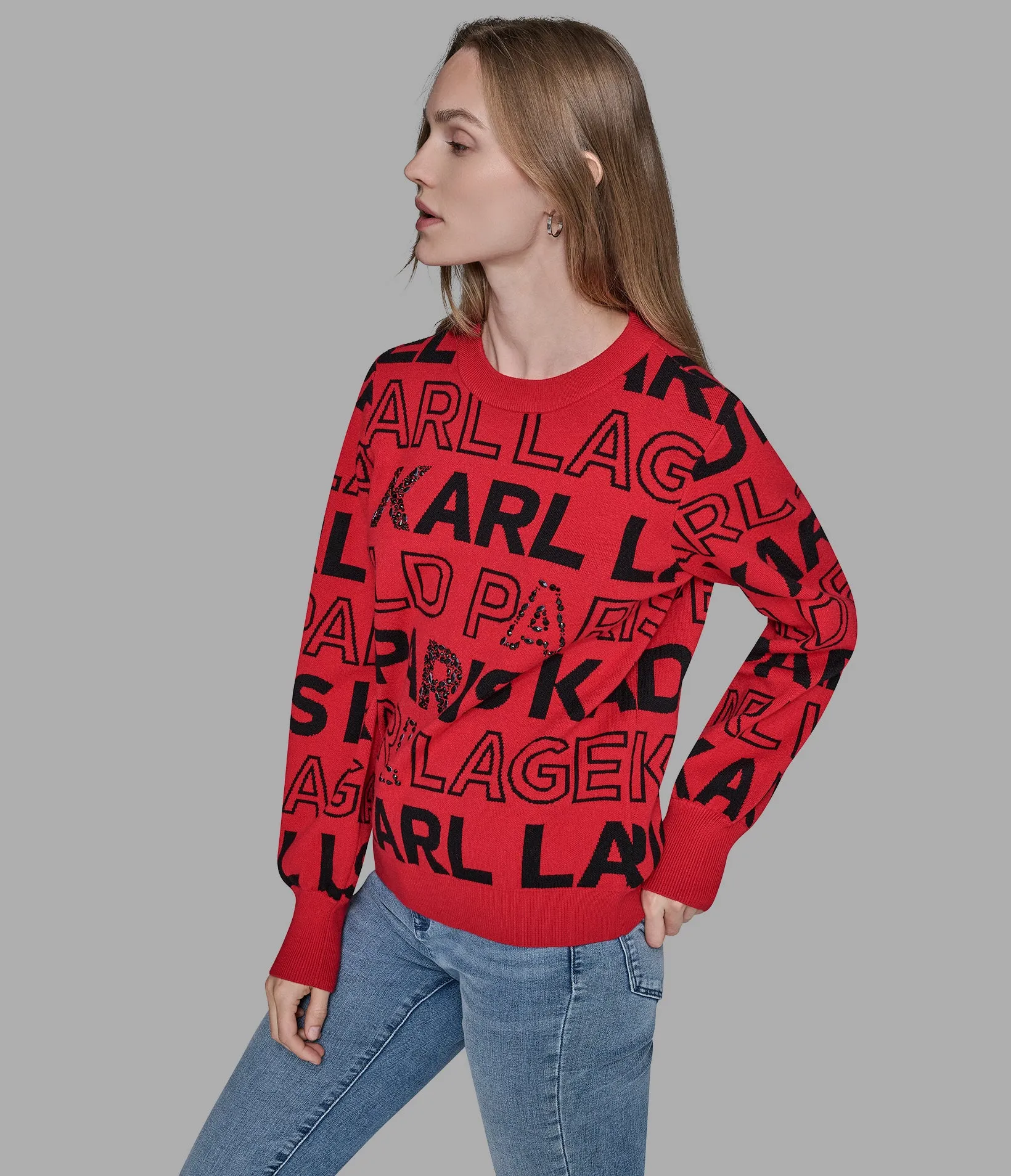 LOGO EMBELLISHED SWEATER sold by Karl Lagerfeld Paris product image thumbnail 4