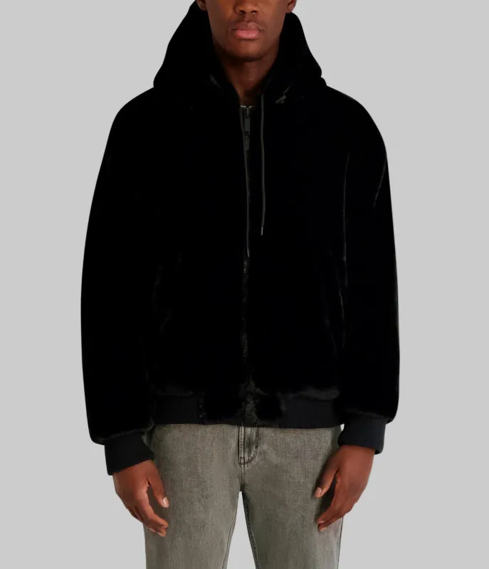 REVERSIBLE HOODED FAUX FUR JACKET sold by Karl Lagerfeld Paris