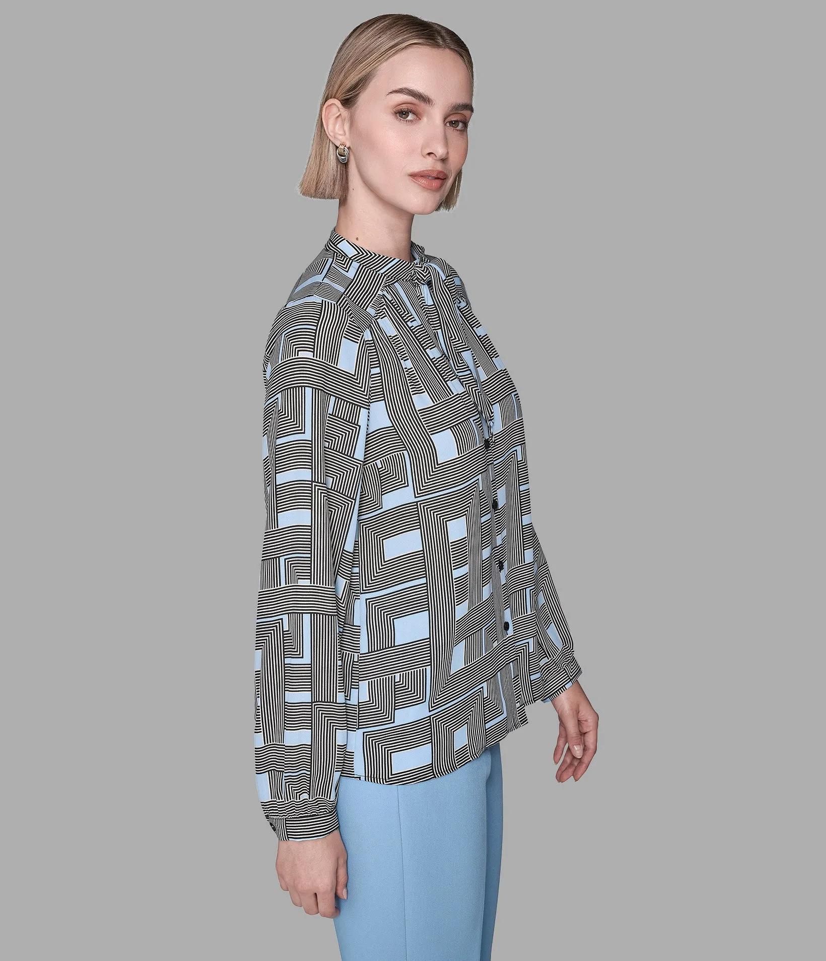 TIE-NECK BLOUSE sold by Karl Lagerfeld Paris product image thumbnail 3