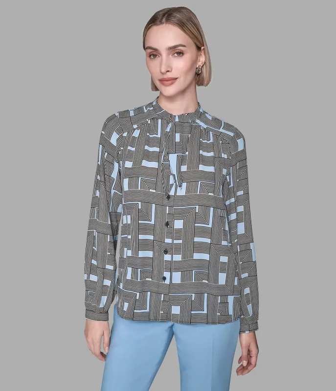 LONG SLEEVE TIE NECK BLOUSE sold by Karl Lagerfeld Paris