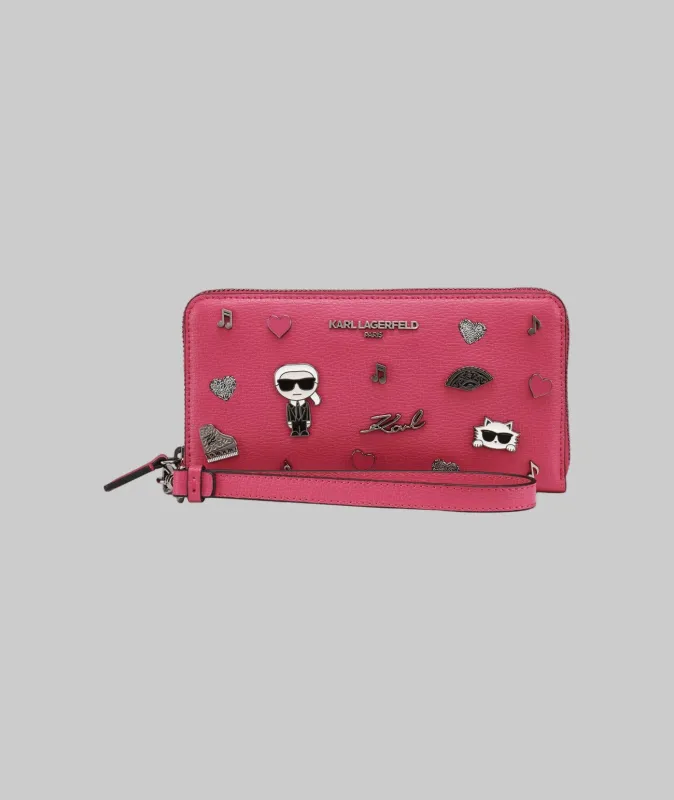 LARGE ZIP WALLET WITH PINS sold by Karl Lagerfeld Paris