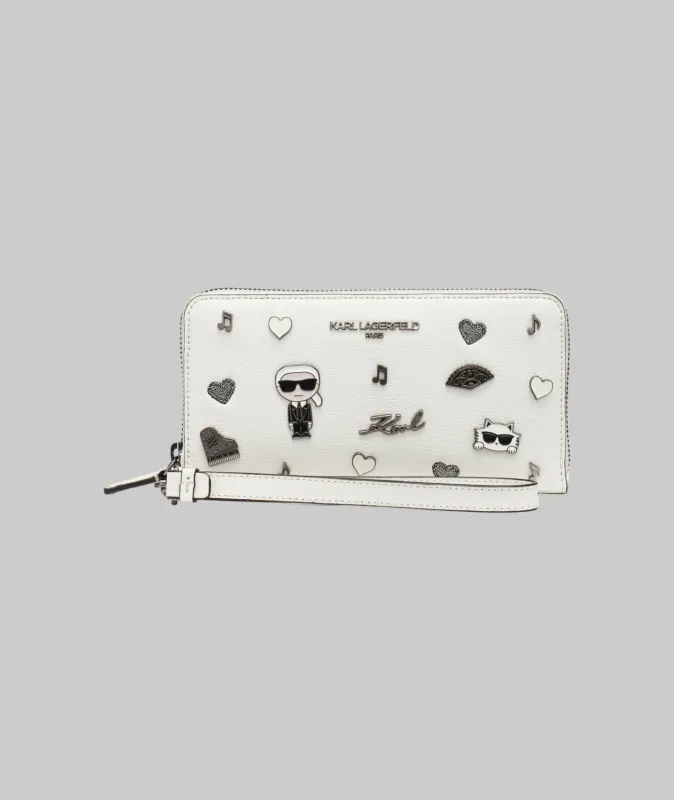 LARGE ZIP WALLET WITH PINS sold by Karl Lagerfeld Paris