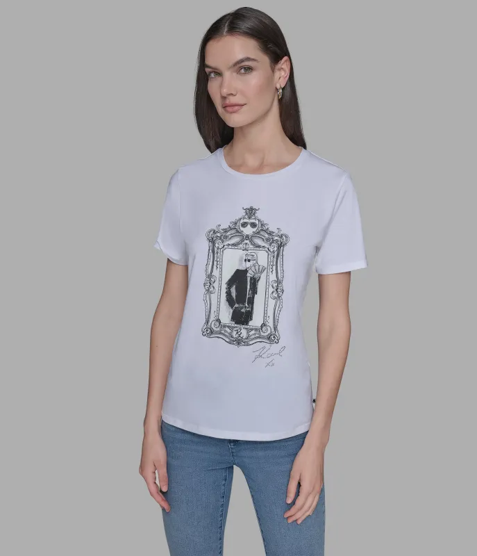 KARL AND CHOUPETTE FRAME TEE sold by Karl Lagerfeld Paris