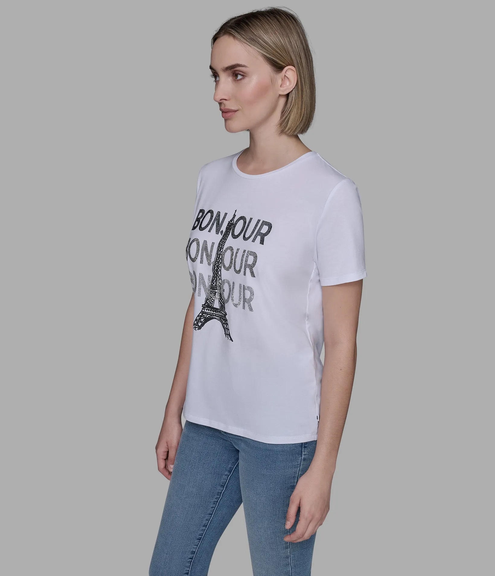 SEQUIN BONJOUR TEE sold by Karl Lagerfeld Paris product image thumbnail 2