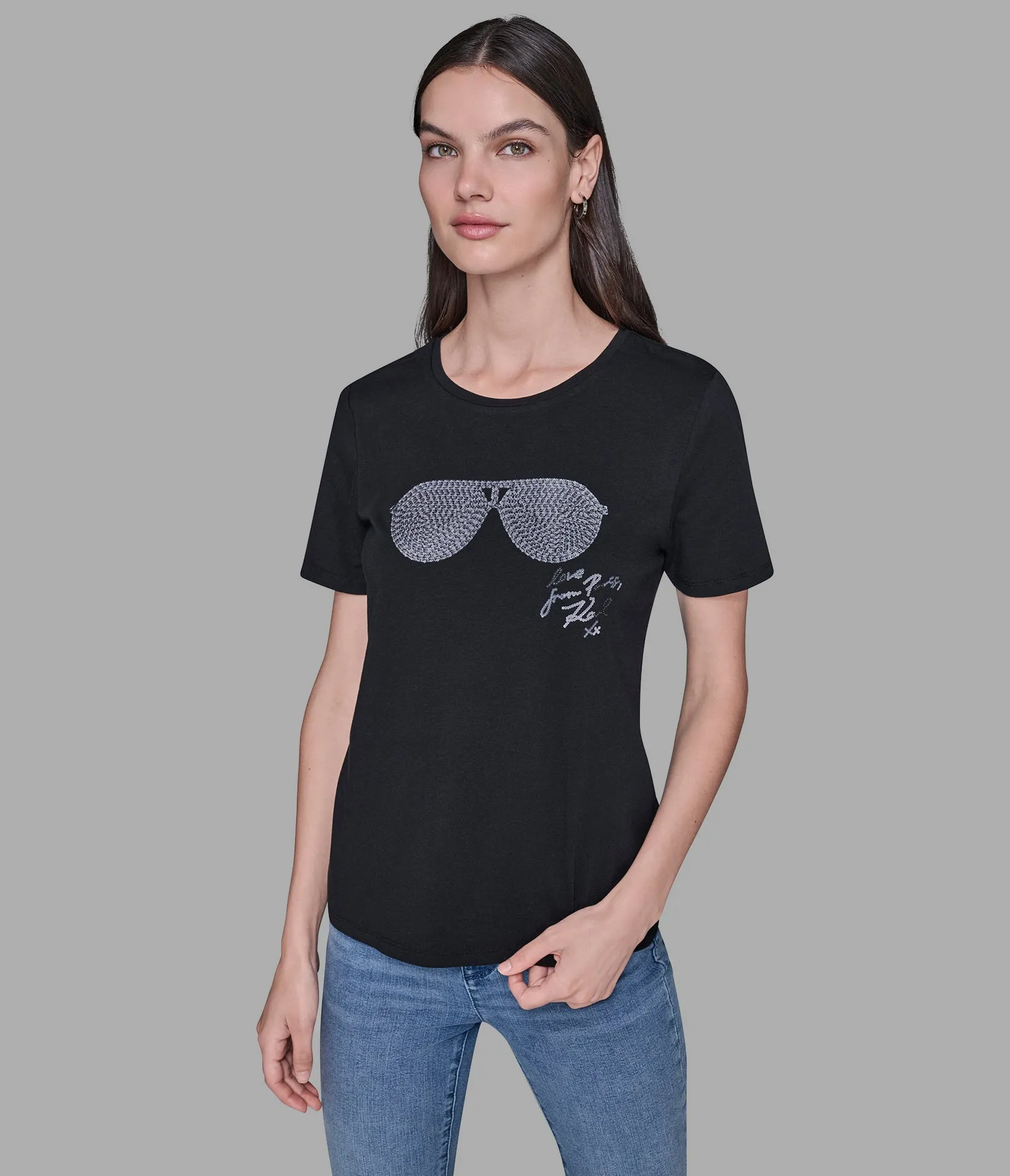 SEQUIN SUNGLASSES TEE sold by Karl Lagerfeld Paris