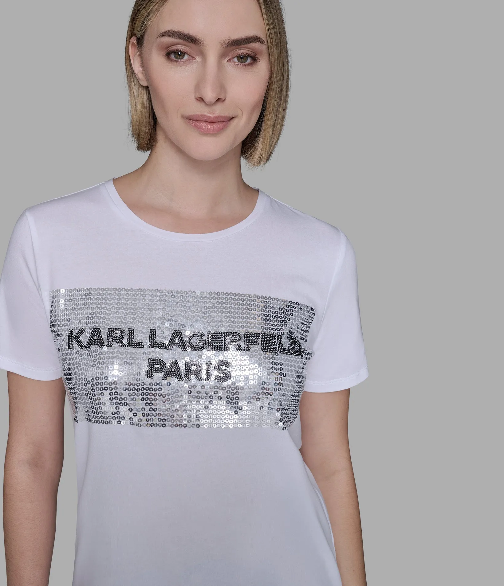 SEQUIN BOX LOGO TEE sold by Karl Lagerfeld Paris product image thumbnail 5