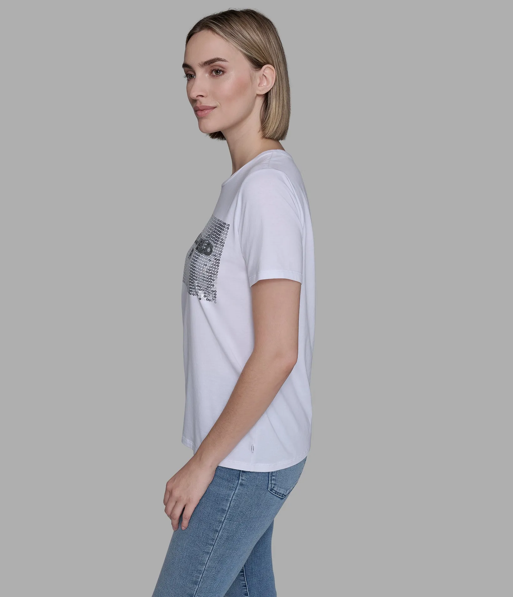 SEQUIN BOX LOGO TEE sold by Karl Lagerfeld Paris product image thumbnail 4