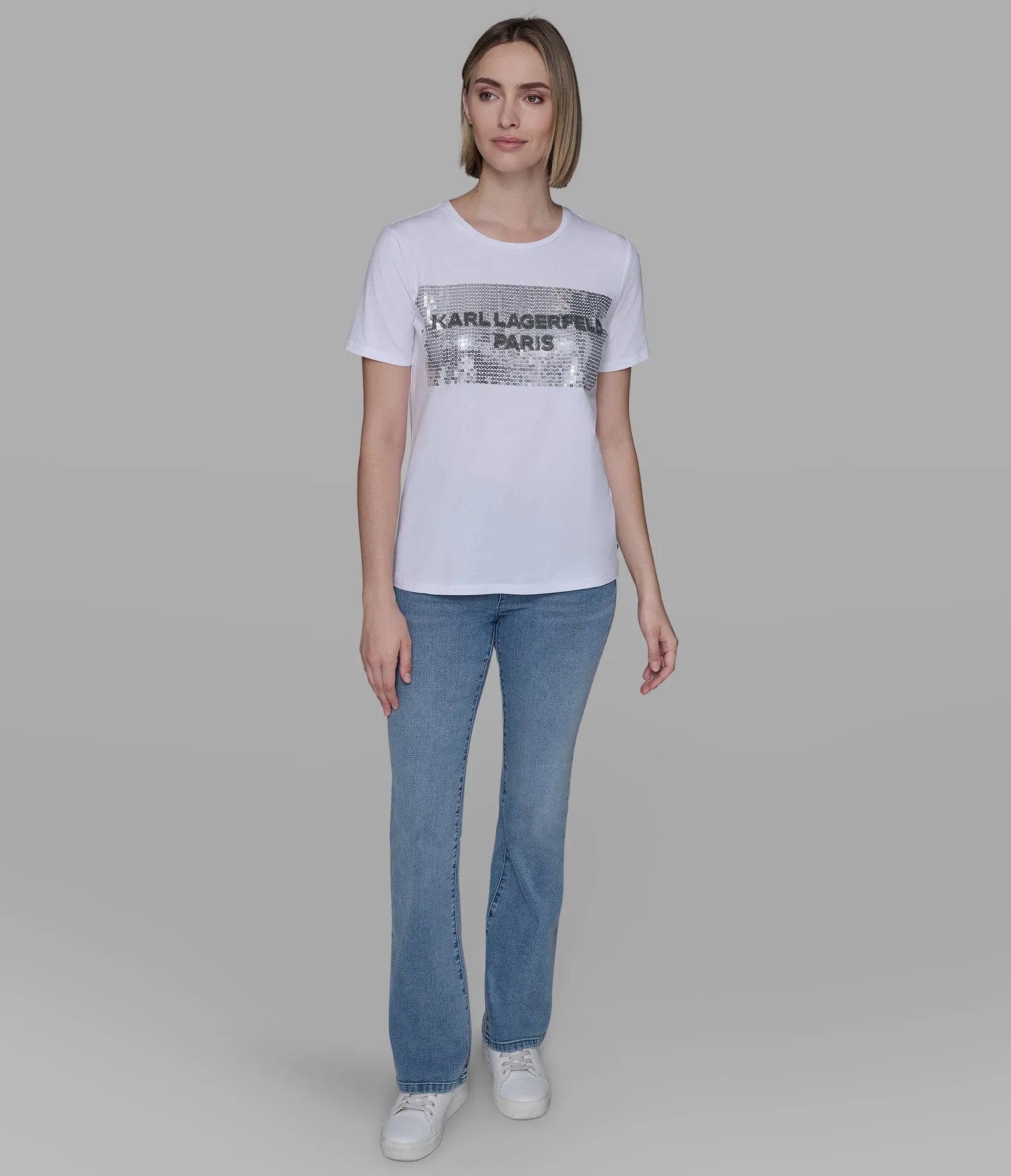 SEQUIN BOX LOGO TEE sold by Karl Lagerfeld Paris product image thumbnail 3