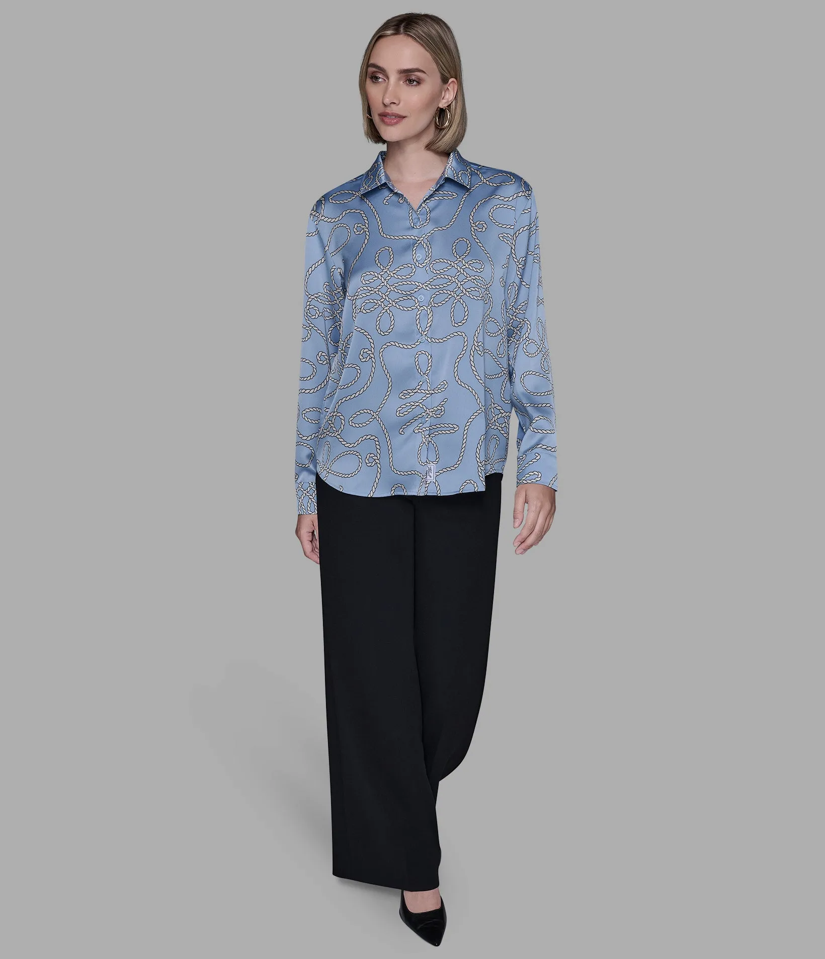 ROPE PRINT SOFT BLOUSE sold by Karl Lagerfeld Paris product image thumbnail 3