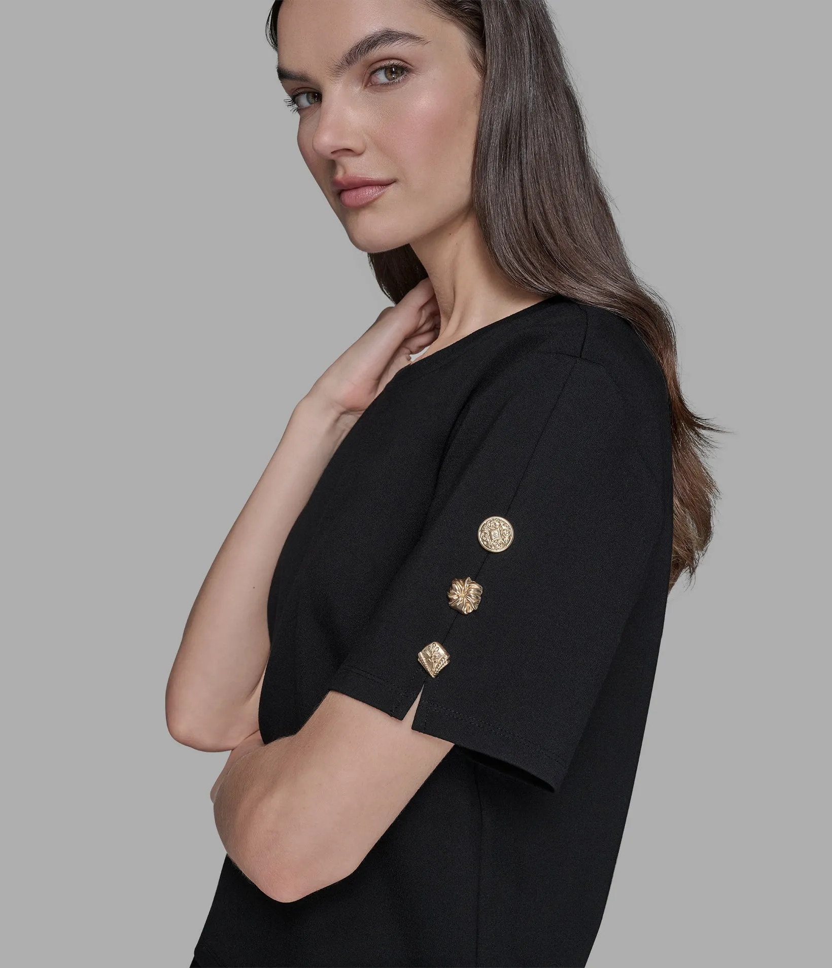 KARL-PINNED PLEATED HEM TEE sold by Karl Lagerfeld Paris product image thumbnail 5