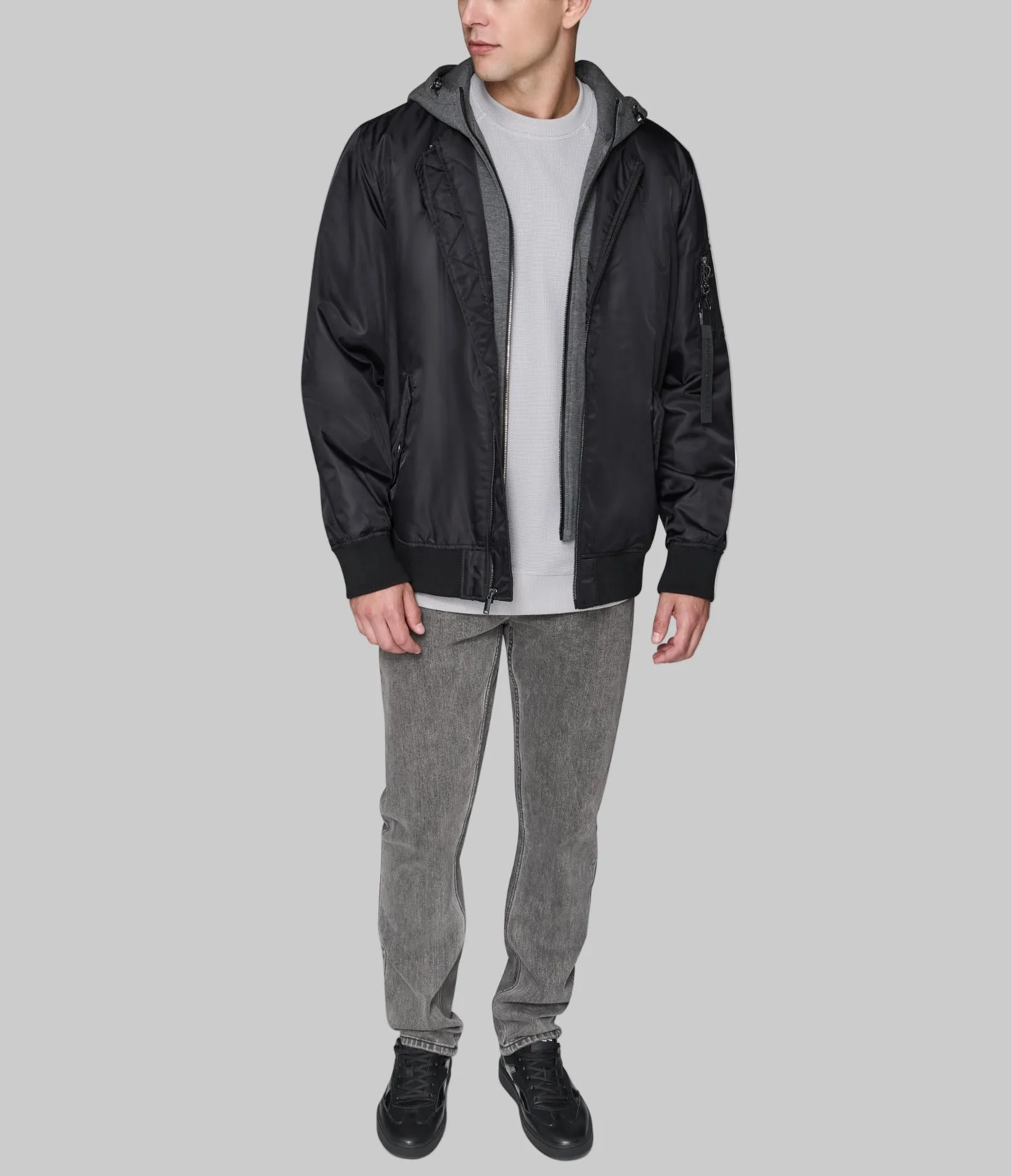 HOODED SIGNATURE LOGO BOMBER JACKET sold by Karl Lagerfeld Paris product image thumbnail 4