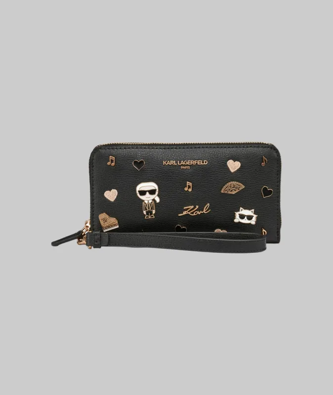 LARGE ZIP WALLET WITH PINS sold by Karl Lagerfeld Paris