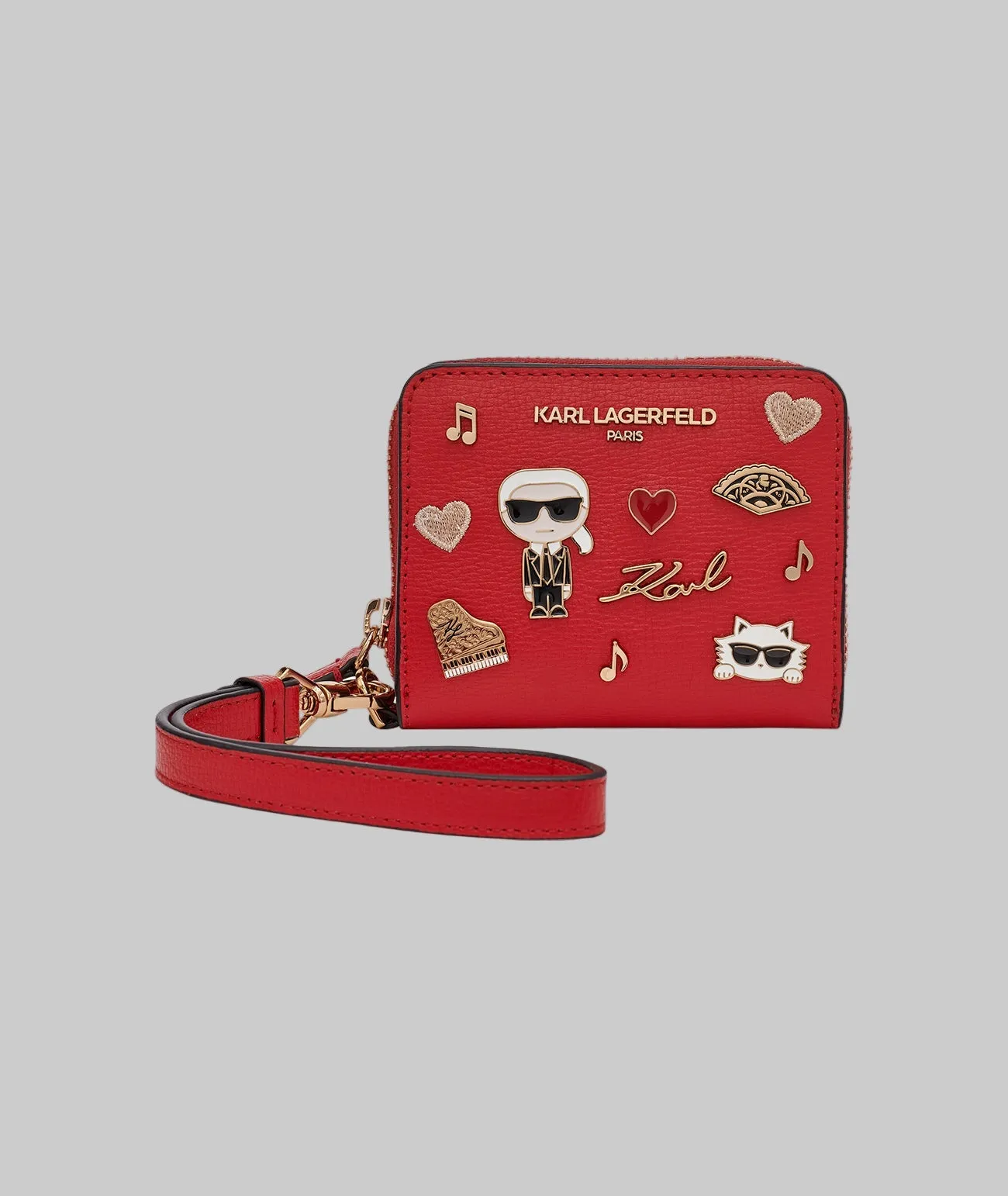 SMALL ZIP WALLET BLACK WITH KATE PINS sold by Karl Lagerfeld Paris