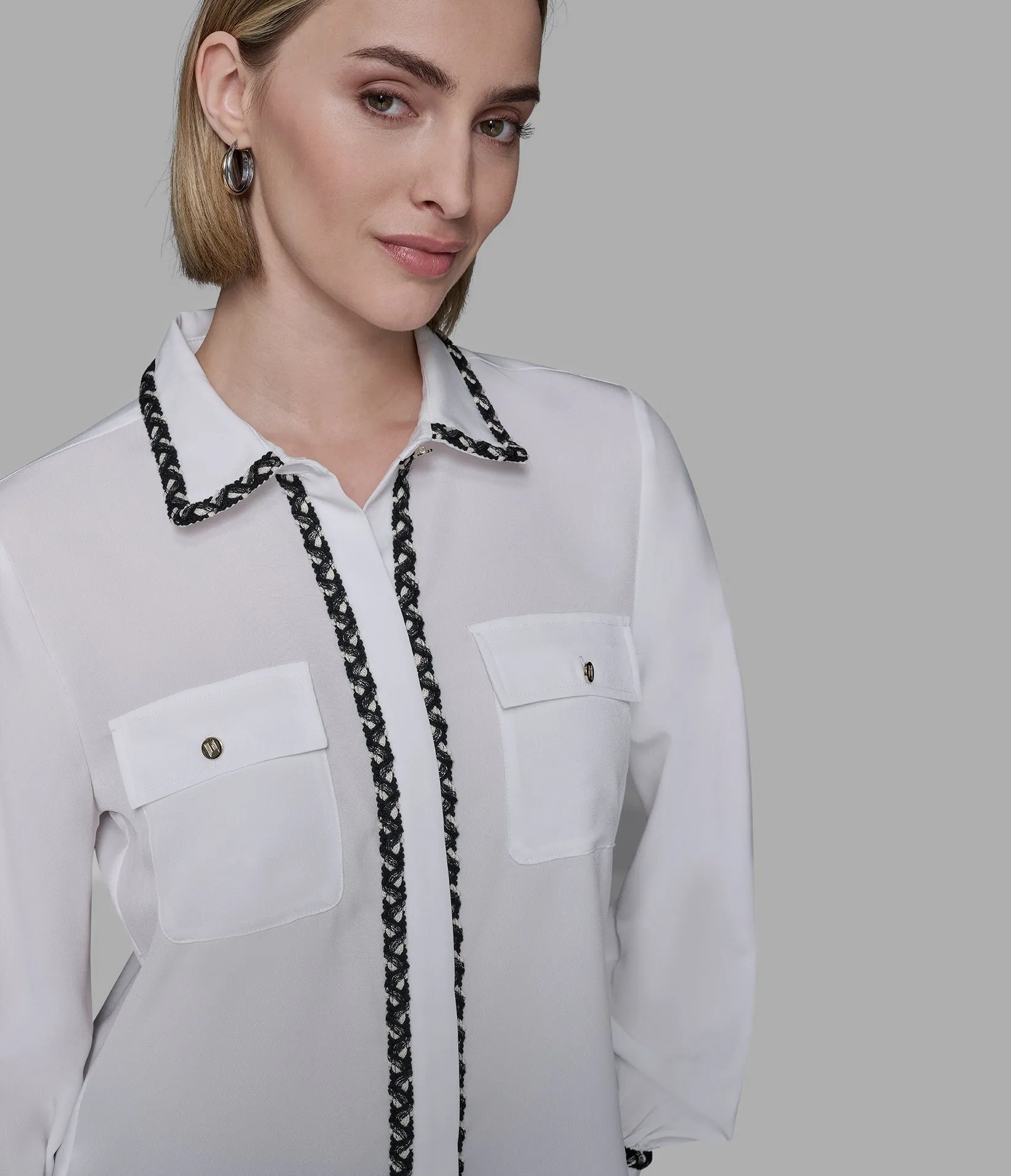 SOFT BLOUSE WITH TWEED TRIM sold by Karl Lagerfeld Paris product image thumbnail 5