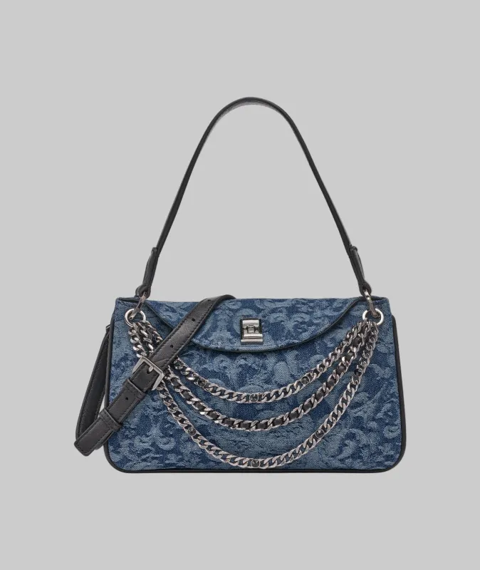 NADINE DENIM JACQUARD SHOULDER BAG sold by Karl Lagerfeld Paris