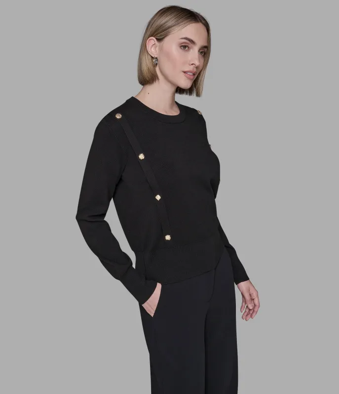 BUTTON-DETAILED SWEATER sold by Karl Lagerfeld Paris