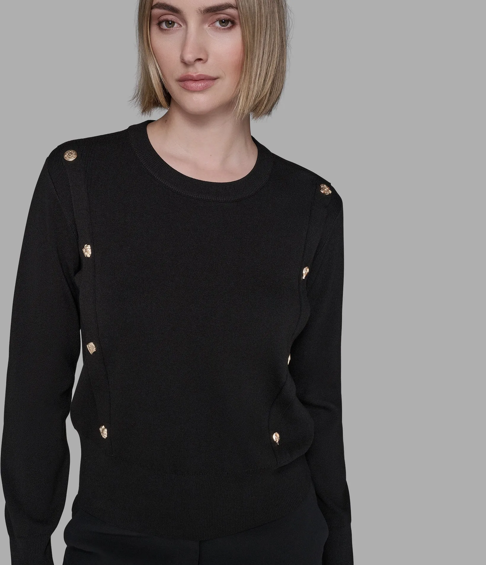 BUTTON-DETAILED SWEATER sold by Karl Lagerfeld Paris product image thumbnail 4