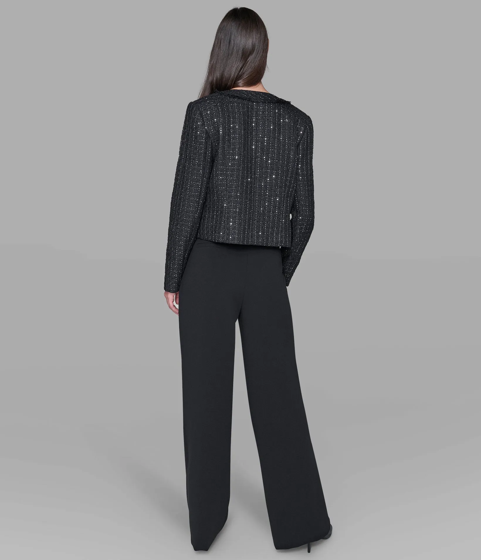 TWEED COLLARLESS JACKET sold by Karl Lagerfeld Paris product image thumbnail 2