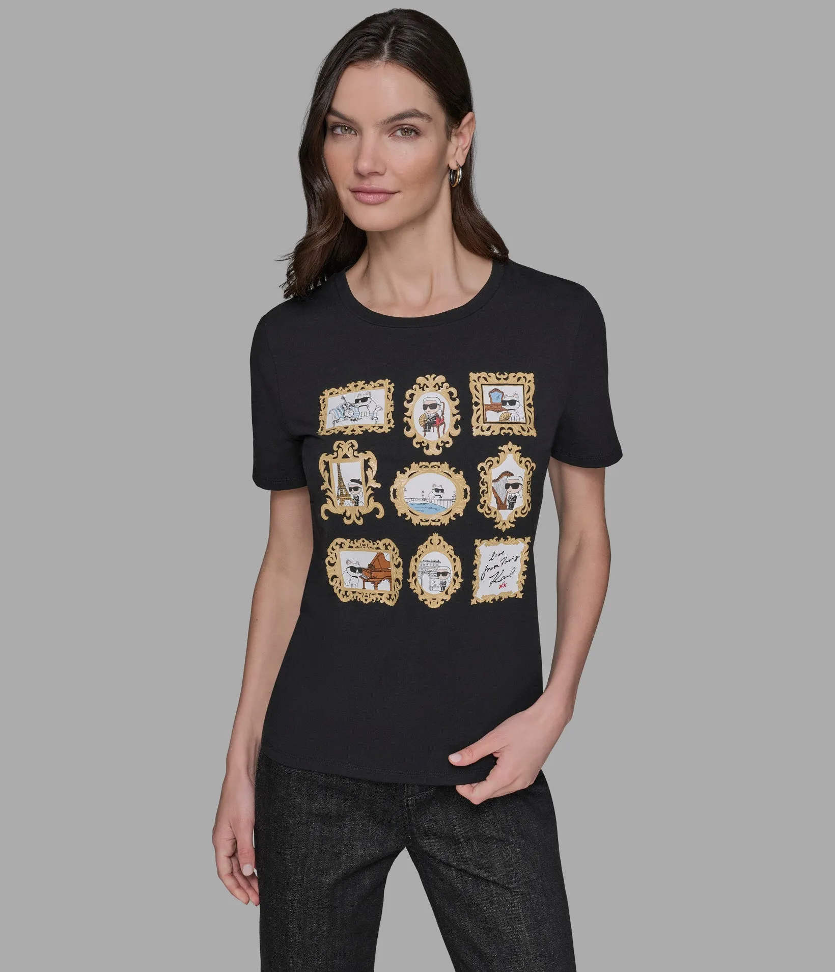 KARL AND CHOUPETTE FRAME TEE sold by Karl Lagerfeld Paris