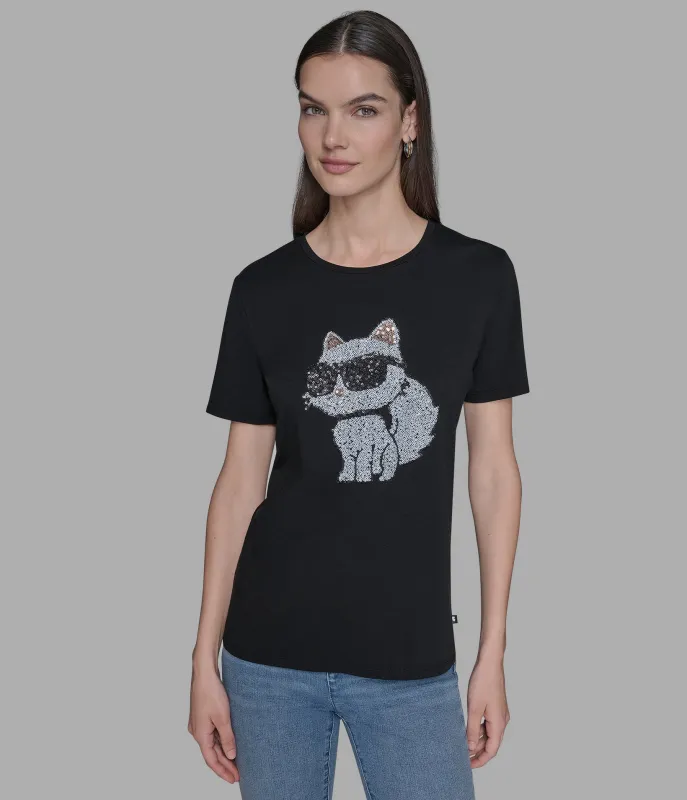 CHOUPETTE SEQUIN LOGO TEE sold by Karl Lagerfeld Paris