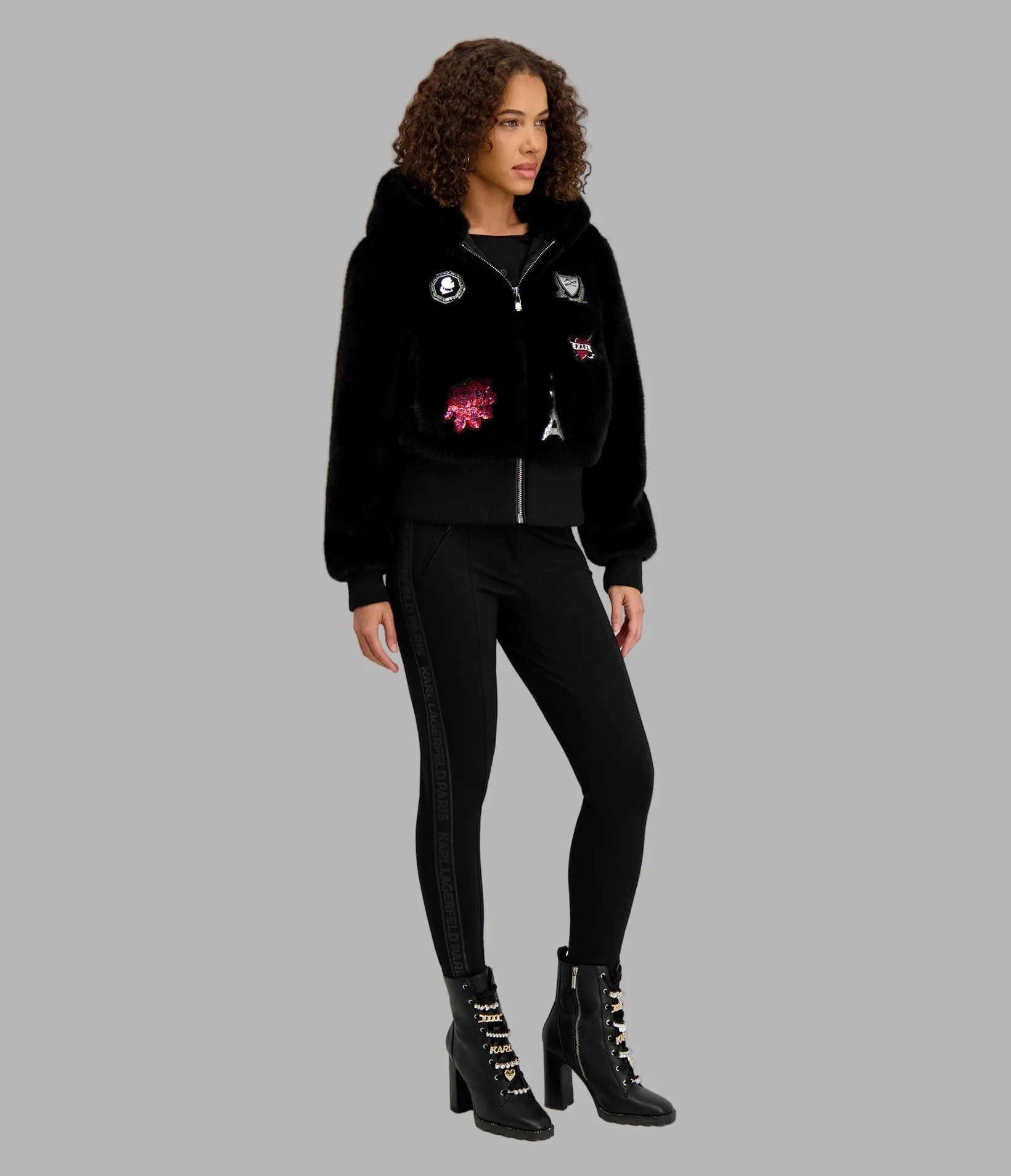 FAUX FUR PATCH BOMBER sold by Karl Lagerfeld Paris product image thumbnail 4