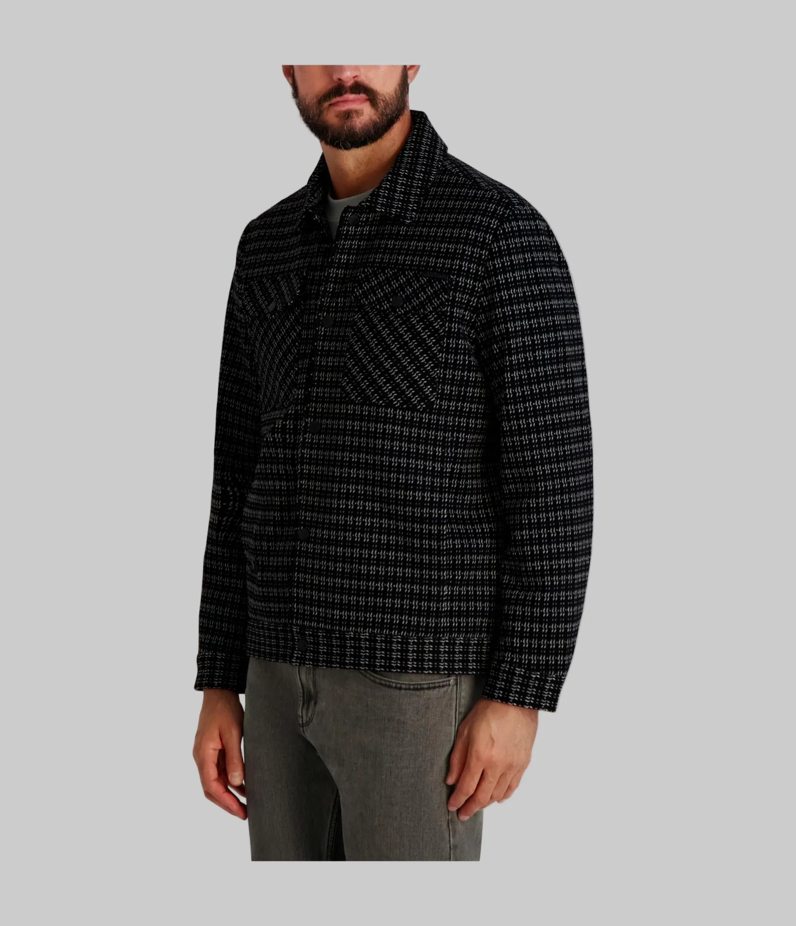 TWEED PRINT BUTTON FRONT JACKET sold by Karl Lagerfeld Paris product image thumbnail 3