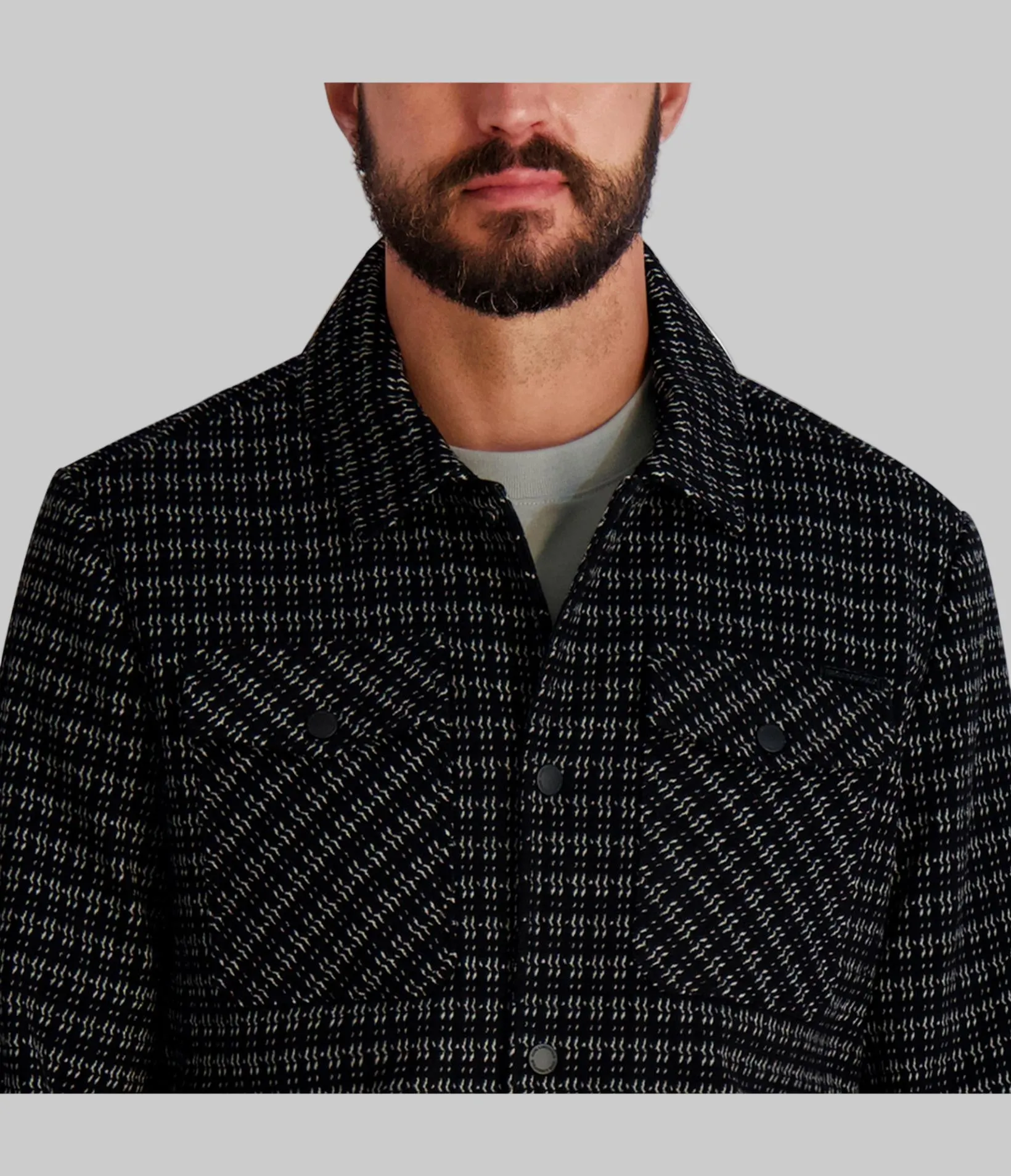 TWEED PRINT BUTTON FRONT JACKET sold by Karl Lagerfeld Paris product image thumbnail 5