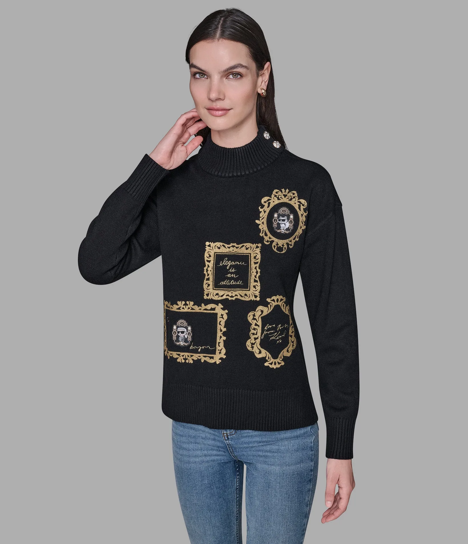 KARL AND CHOUPETTE FRAME SWEATER sold by Karl Lagerfeld Paris