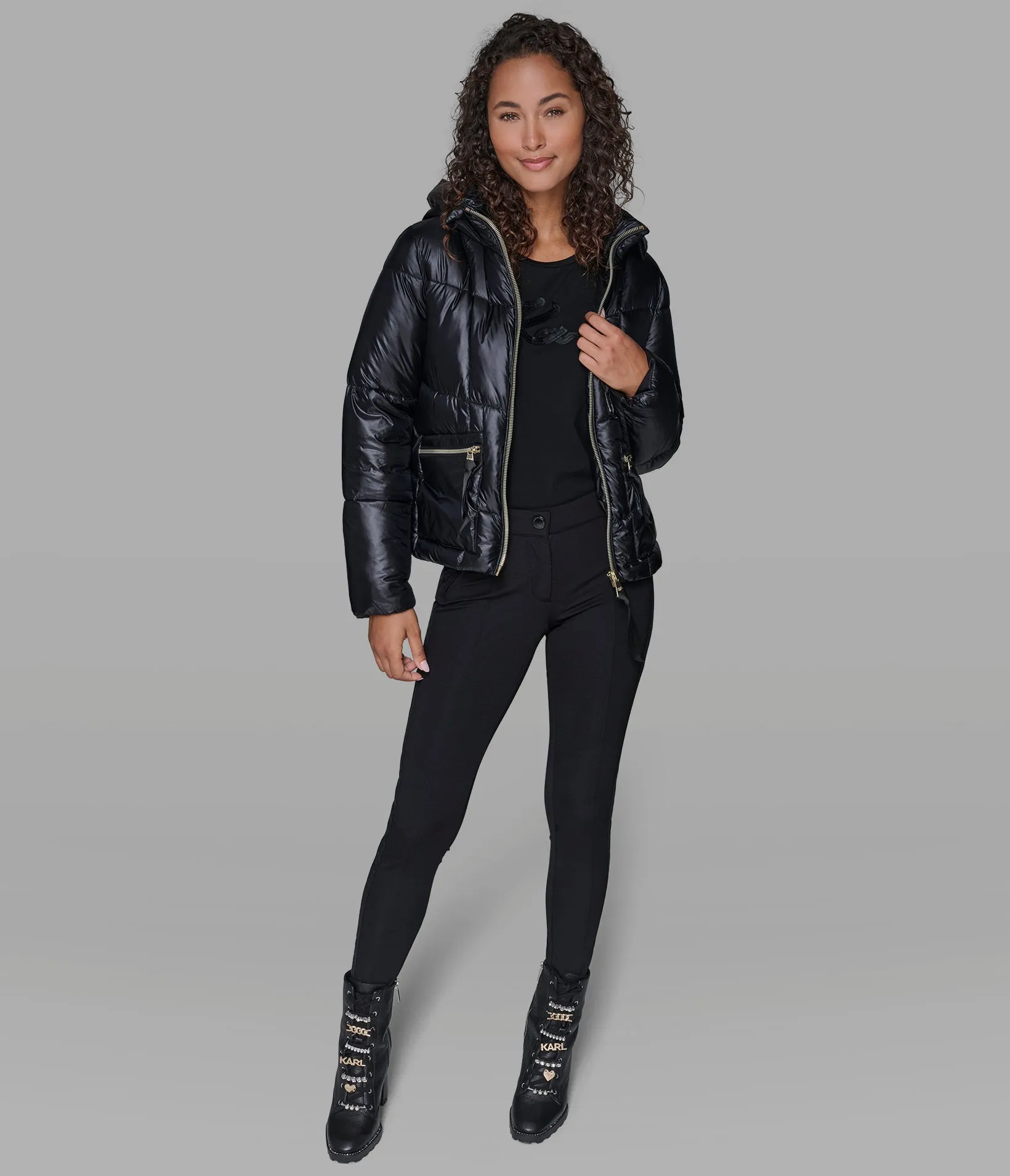 SHORT HOODED PUFFER sold by Karl Lagerfeld Paris product image thumbnail 3