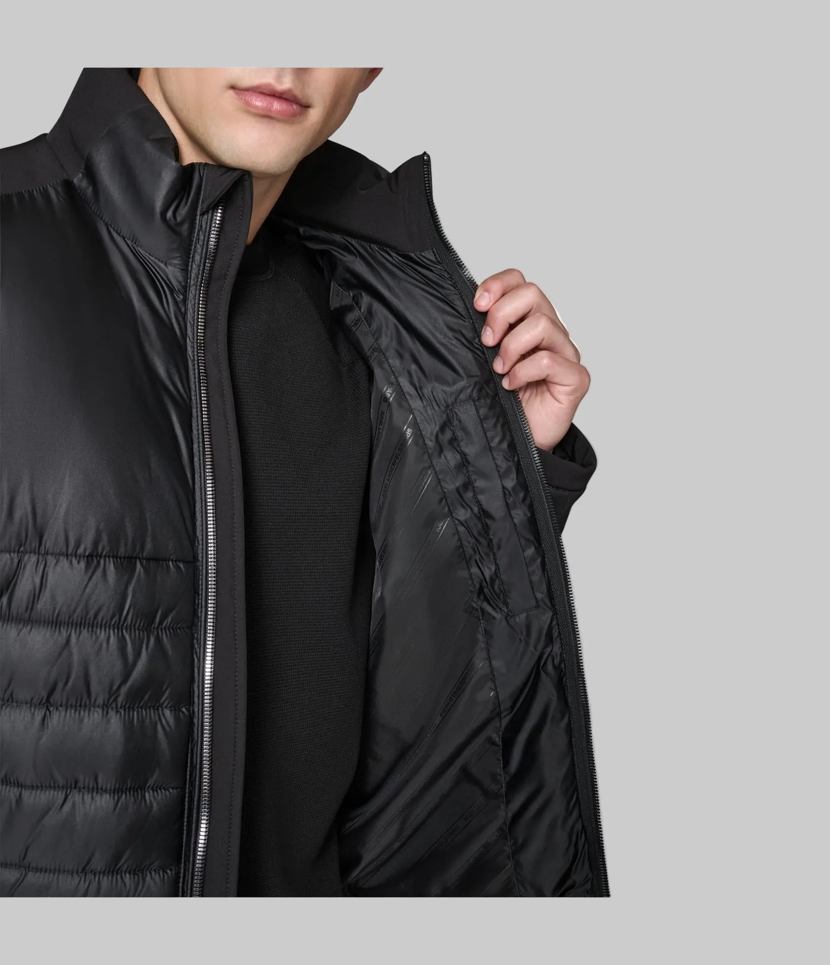 STAND COLLAR MIXED MEDIA PUFFER sold by Karl Lagerfeld Paris product image thumbnail 5