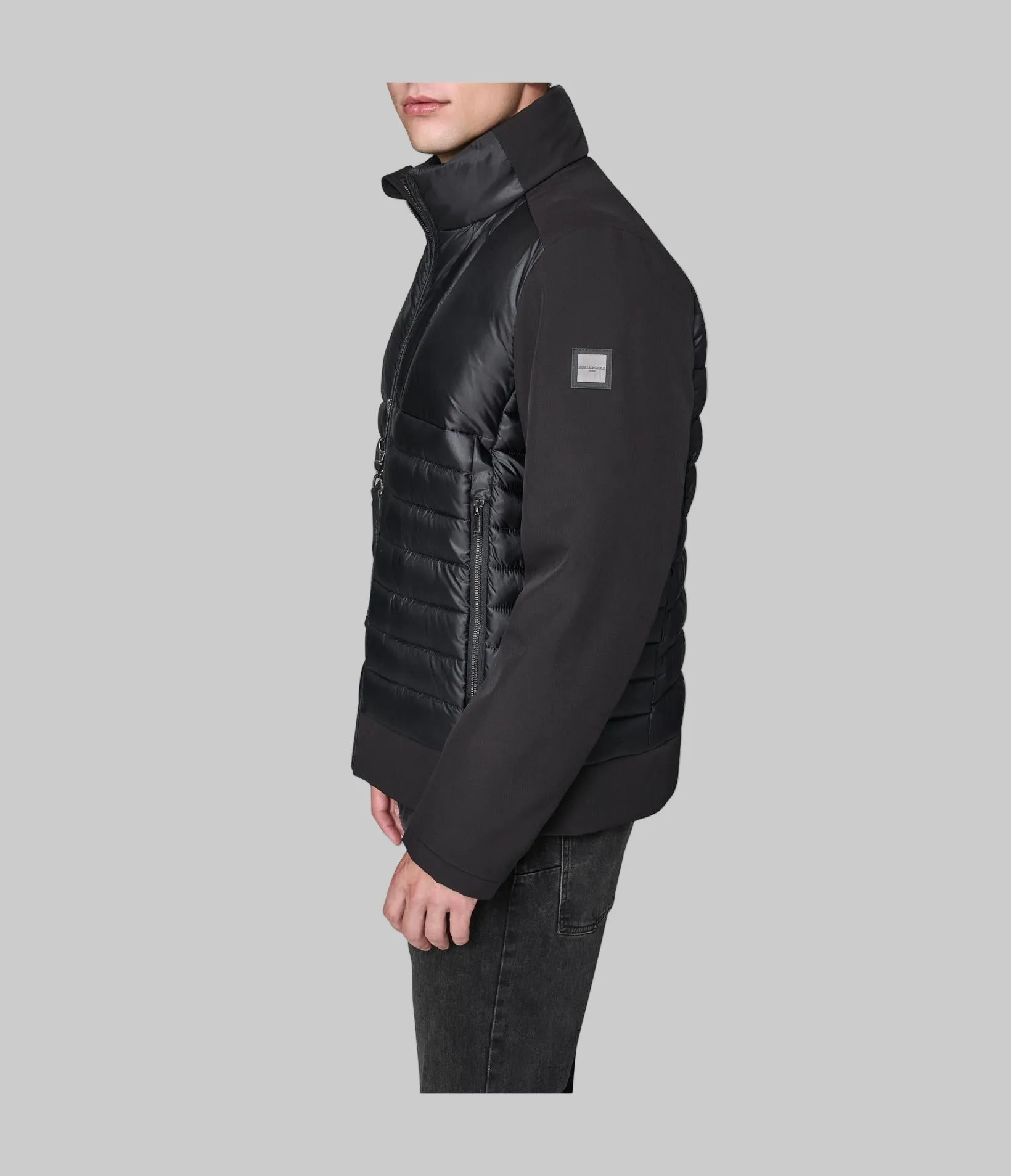 STAND COLLAR MIXED MEDIA PUFFER sold by Karl Lagerfeld Paris product image thumbnail 4