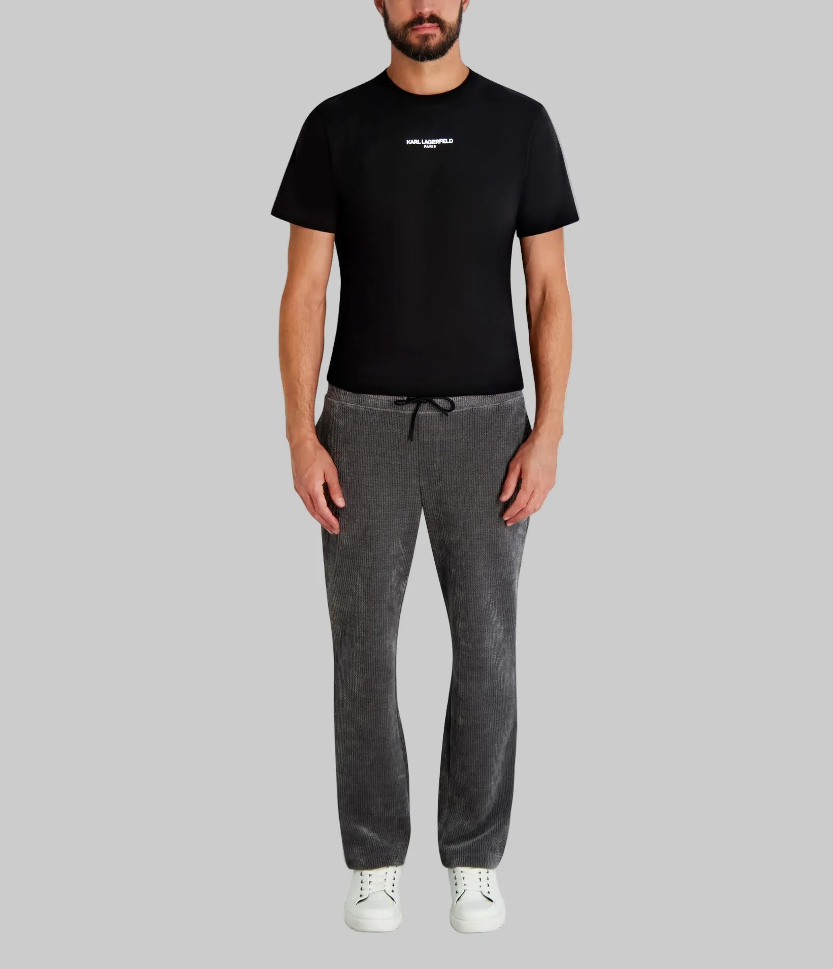 MID-RISE FAUX KNIT CORD JOGGER sold by Karl Lagerfeld Paris product image thumbnail 4