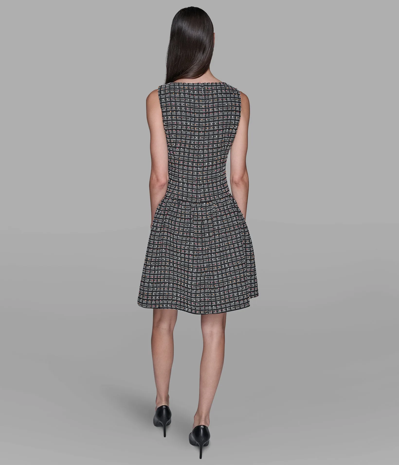 TWEED GRID A-LINE DRESS sold by Karl Lagerfeld Paris product image thumbnail 2
