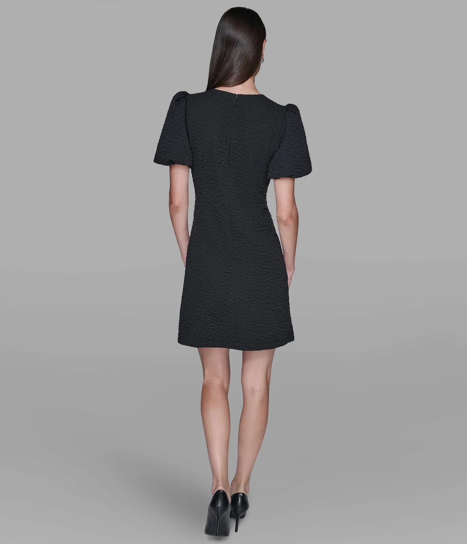 FLORAL JACQUARD DRESS WITH PUFF SLEEVES sold by Karl Lagerfeld Paris product image thumbnail 2