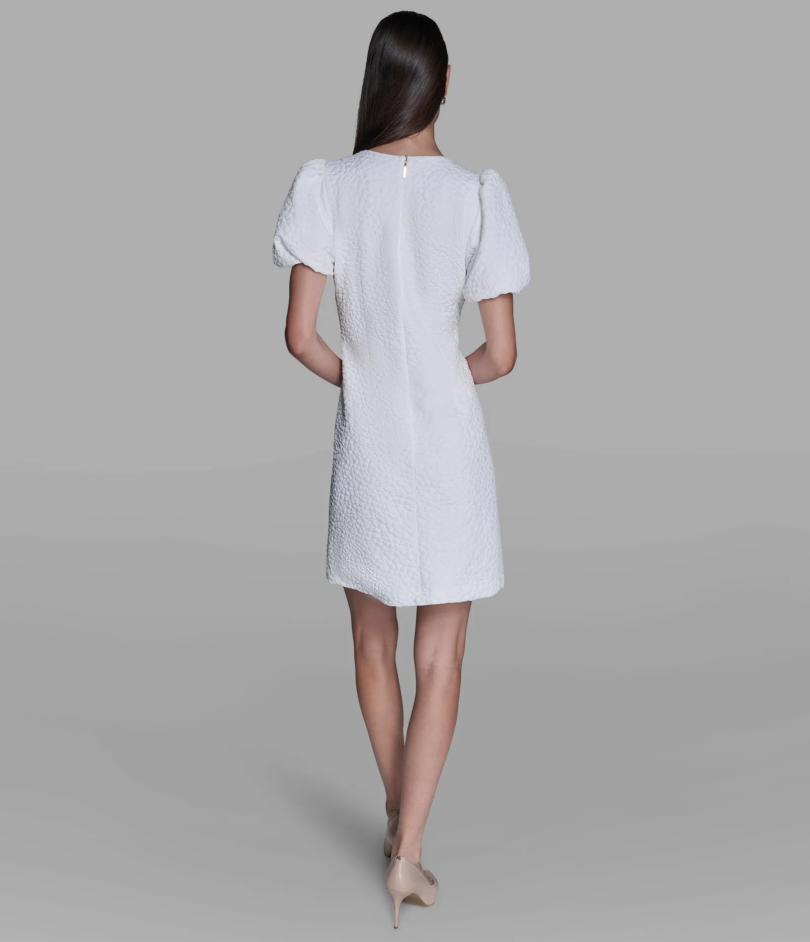 FLORAL JACQUARD DRESS WITH PUFF SLEEVES sold by Karl Lagerfeld Paris product image thumbnail 2