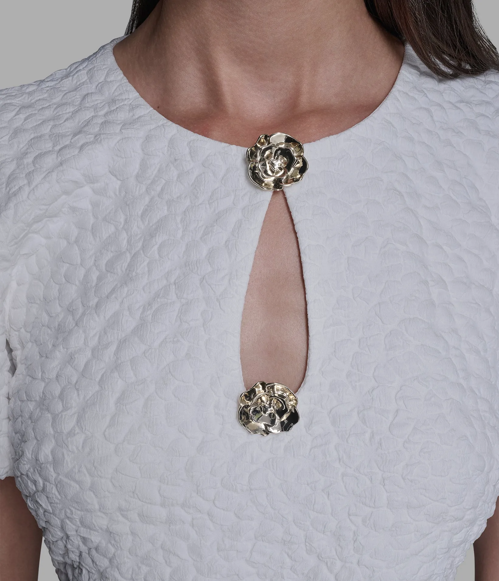 FLORAL JACQUARD DRESS WITH PUFF SLEEVES sold by Karl Lagerfeld Paris product image thumbnail 5