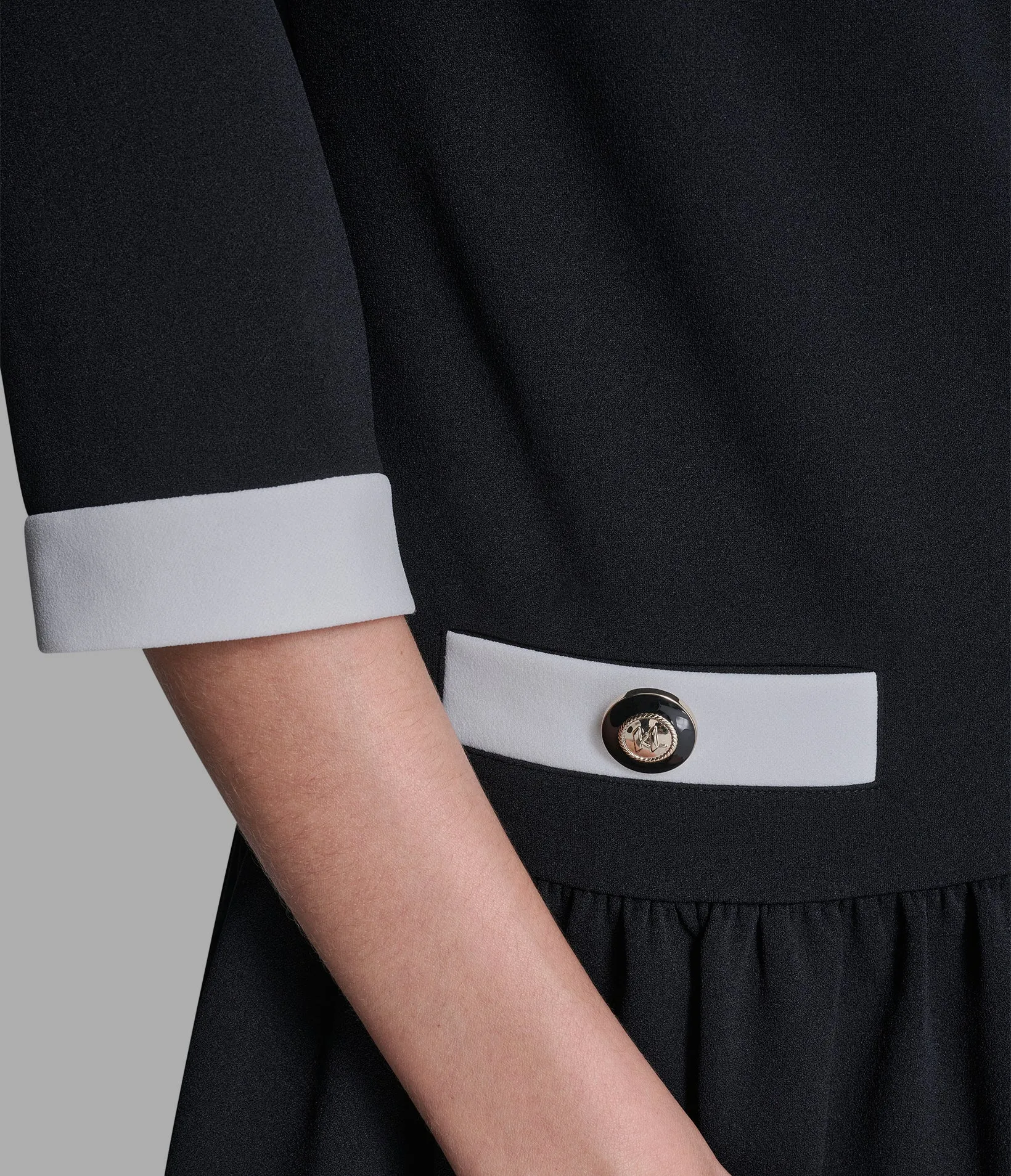 SCUBA CREPE A-LINE DRESS WITH CONTRAST TRIM sold by Karl Lagerfeld Paris product image thumbnail 5