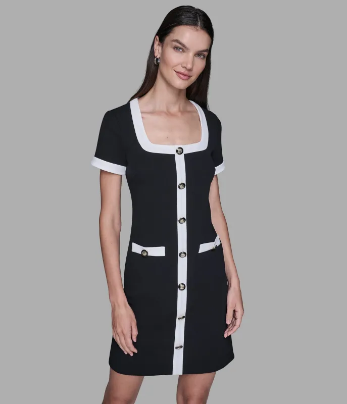 SCUBA CREPE DRESS WITH CONTRAST FRAMING sold by Karl Lagerfeld Paris
