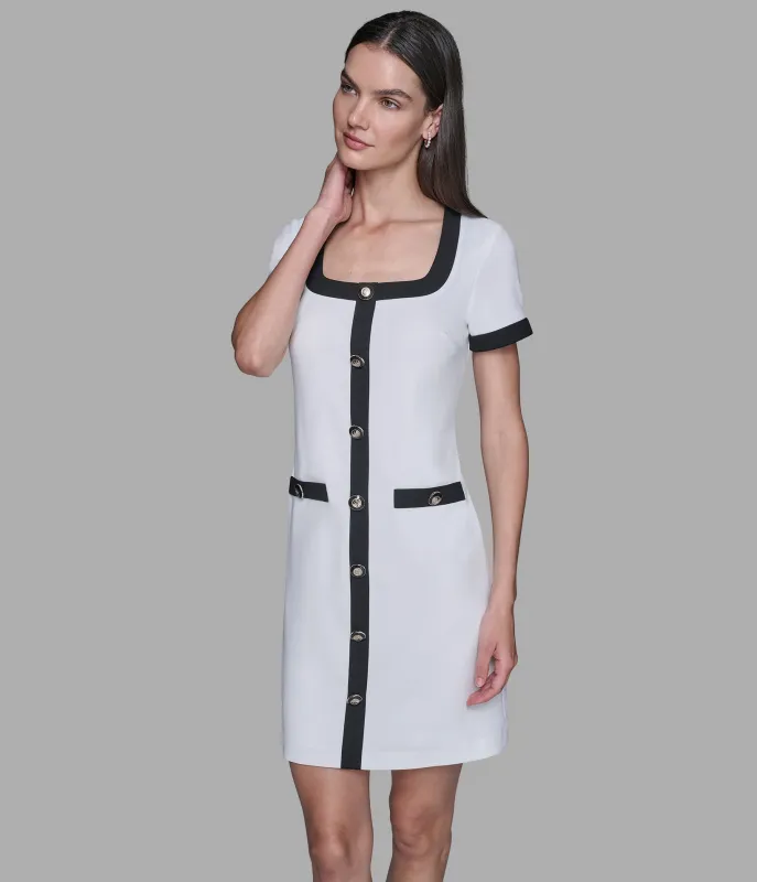 SCUBA CREPE DRESS WITH CONTRAST FRAMING sold by Karl Lagerfeld Paris