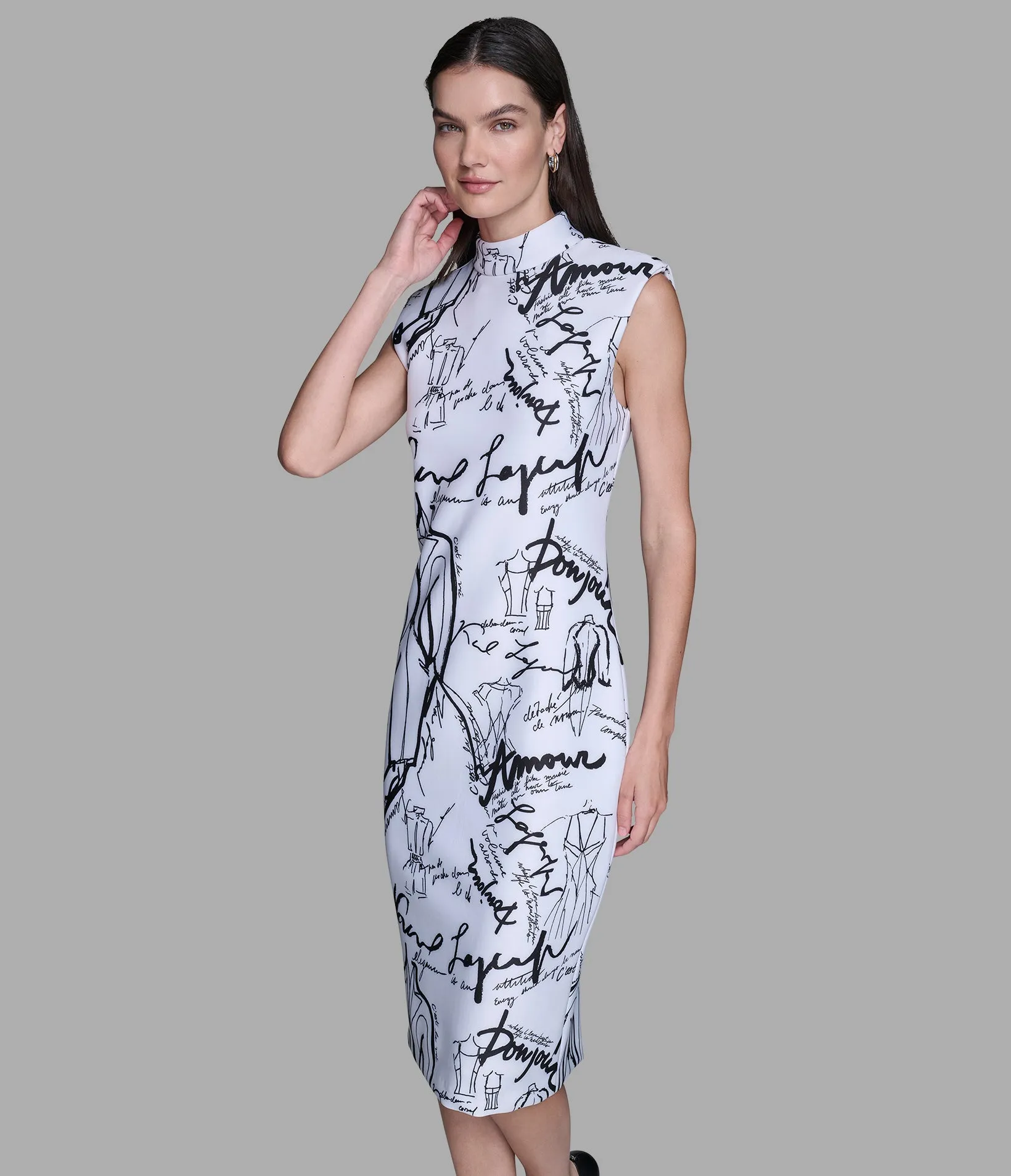 PRINTED SCUBA SHEATH DRESS sold by Karl Lagerfeld Paris