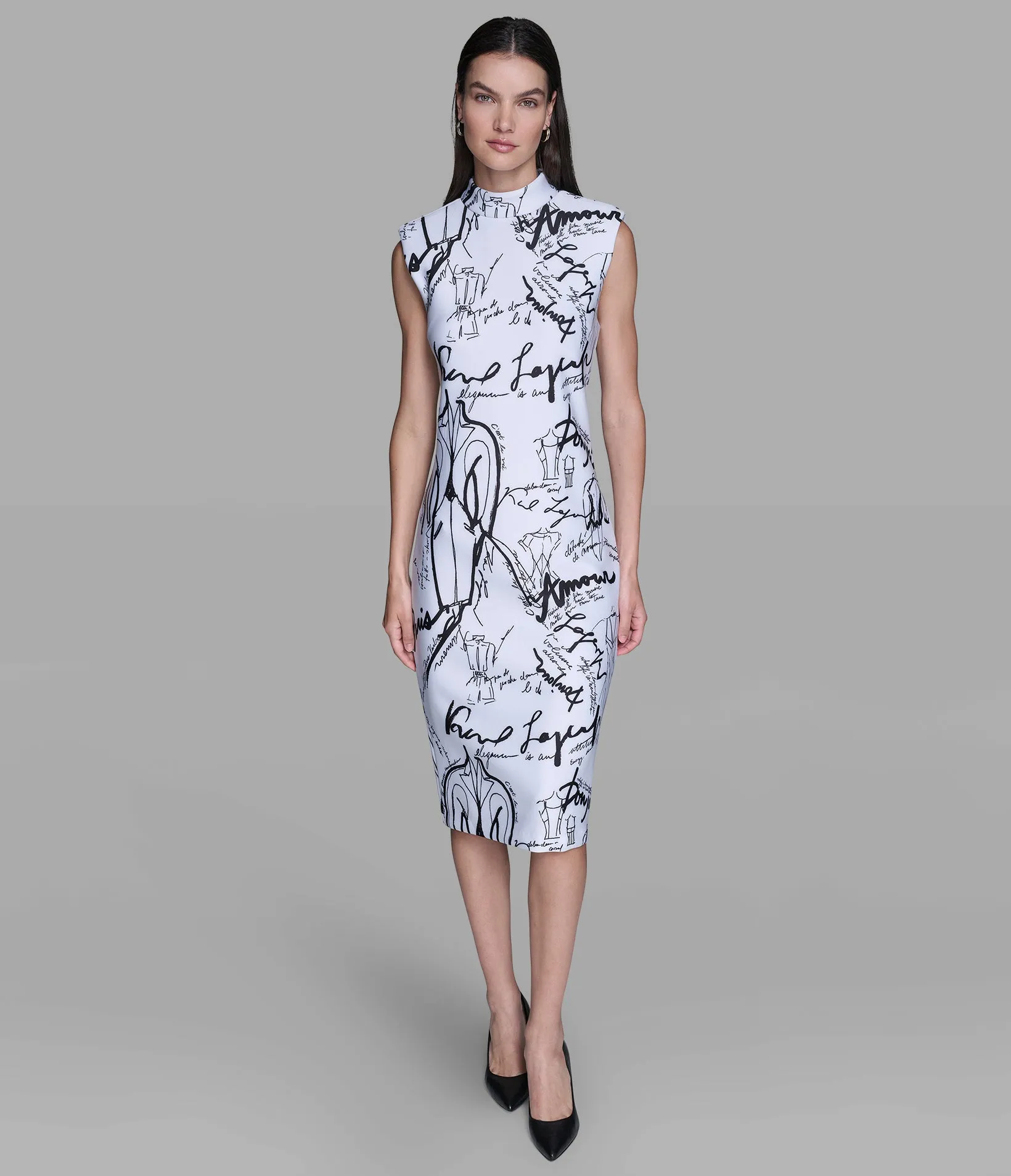 PRINTED SCUBA SHEATH DRESS sold by Karl Lagerfeld Paris product image thumbnail 4
