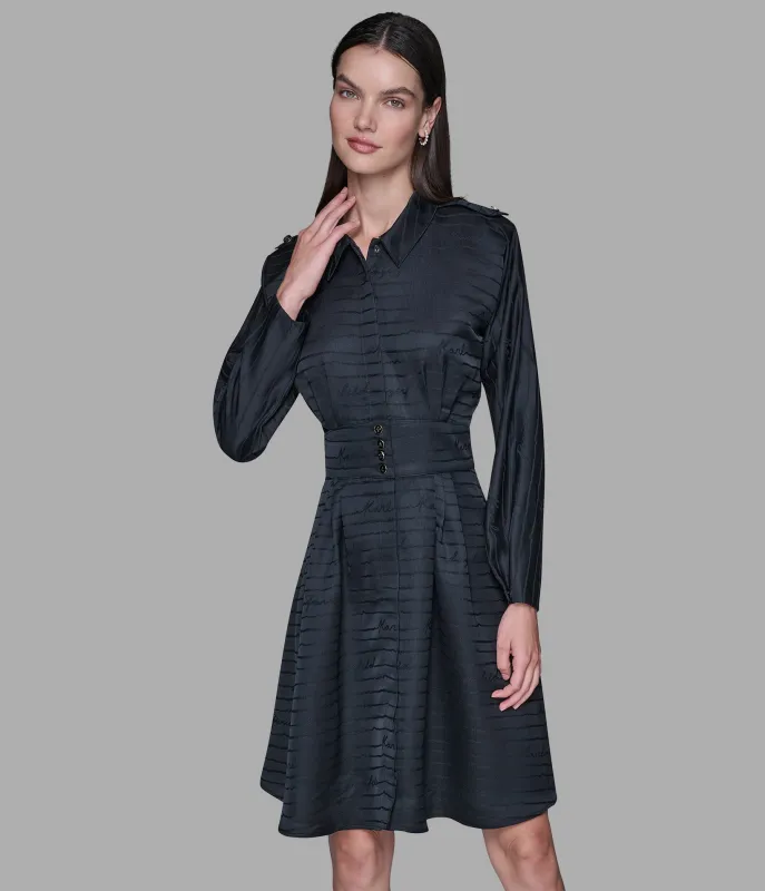 SILKY JACQUARD KARL BUTTON SHIRT DRESS sold by Karl Lagerfeld Paris