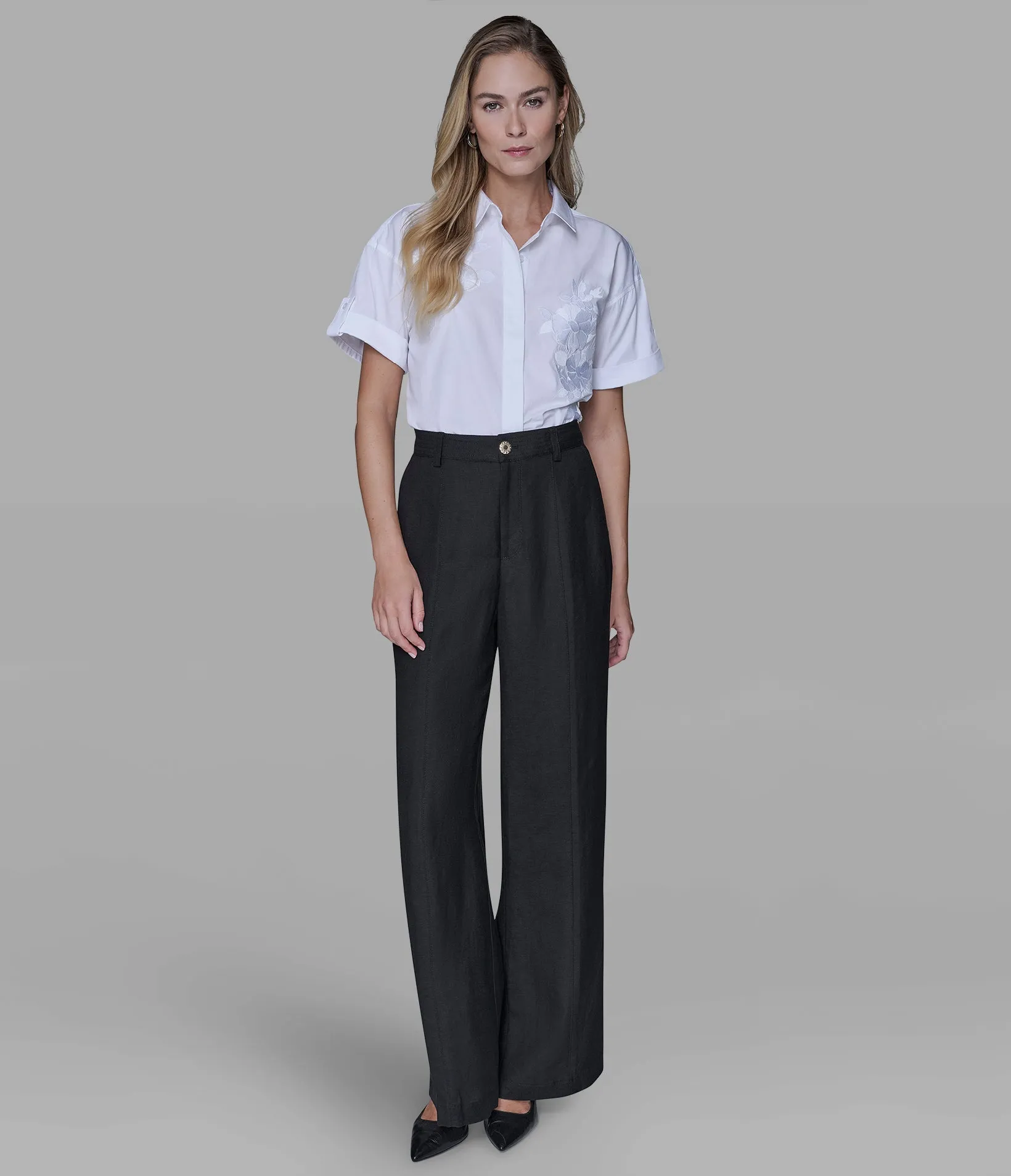 LINEN BLEND PANT sold by Karl Lagerfeld Paris product image thumbnail 4