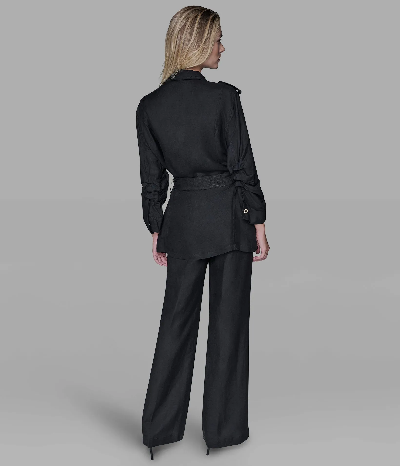 LINEN BLEND BELTED JACKET sold by Karl Lagerfeld Paris product image thumbnail 5