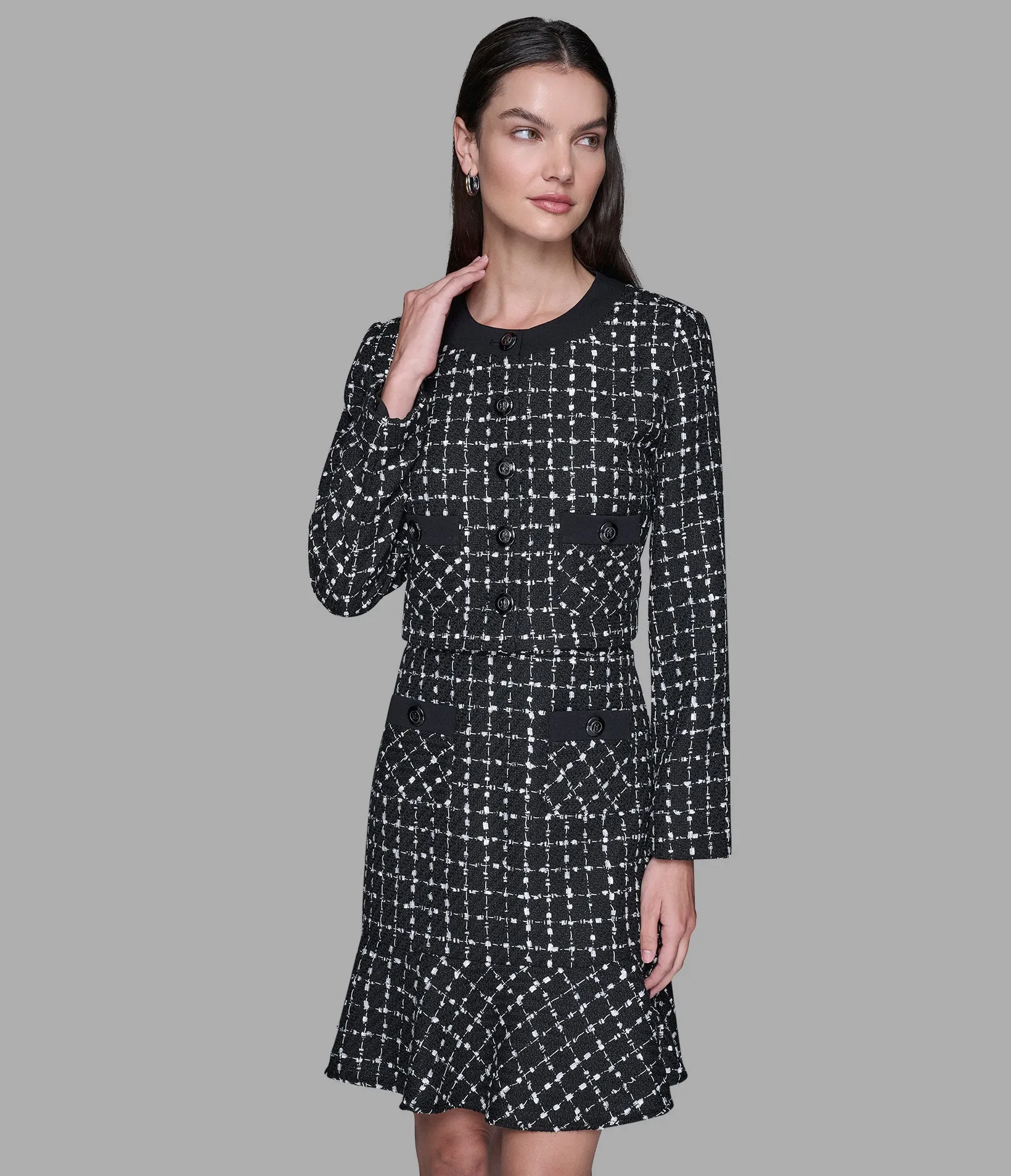 CROPPED TWEED CO-ORD JACKET sold by Karl Lagerfeld Paris