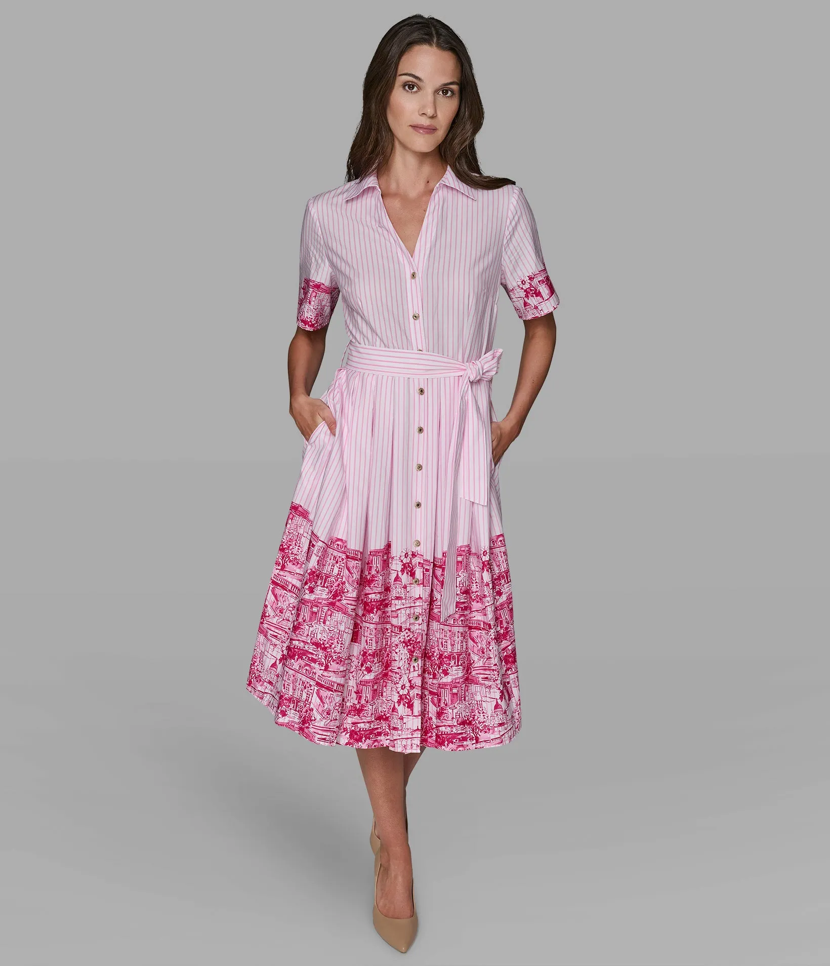 STRIPE PARIS SCENE SHIRT DRESS sold by Karl Lagerfeld Paris