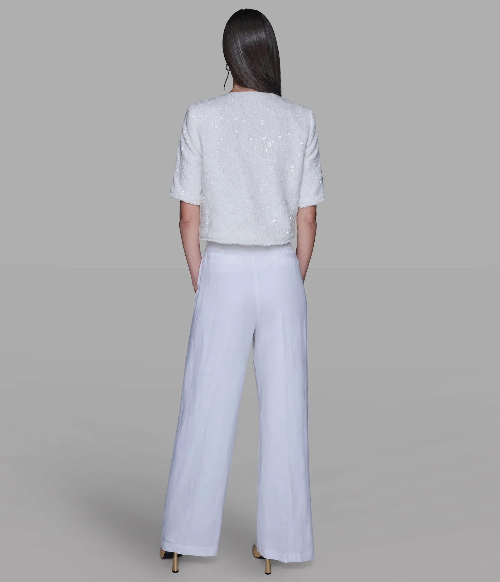 SHORT SLEEVE SHIMMER TWEED JACKET sold by Karl Lagerfeld Paris product image thumbnail 5