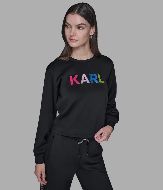 MULTI-COLOR LOGO SCUBA SWEATSHIRT sold by Karl Lagerfeld Paris