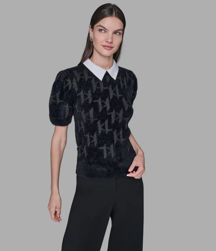 FUZZY KL SHORT SLEEVE SWEATER sold by Karl Lagerfeld Paris