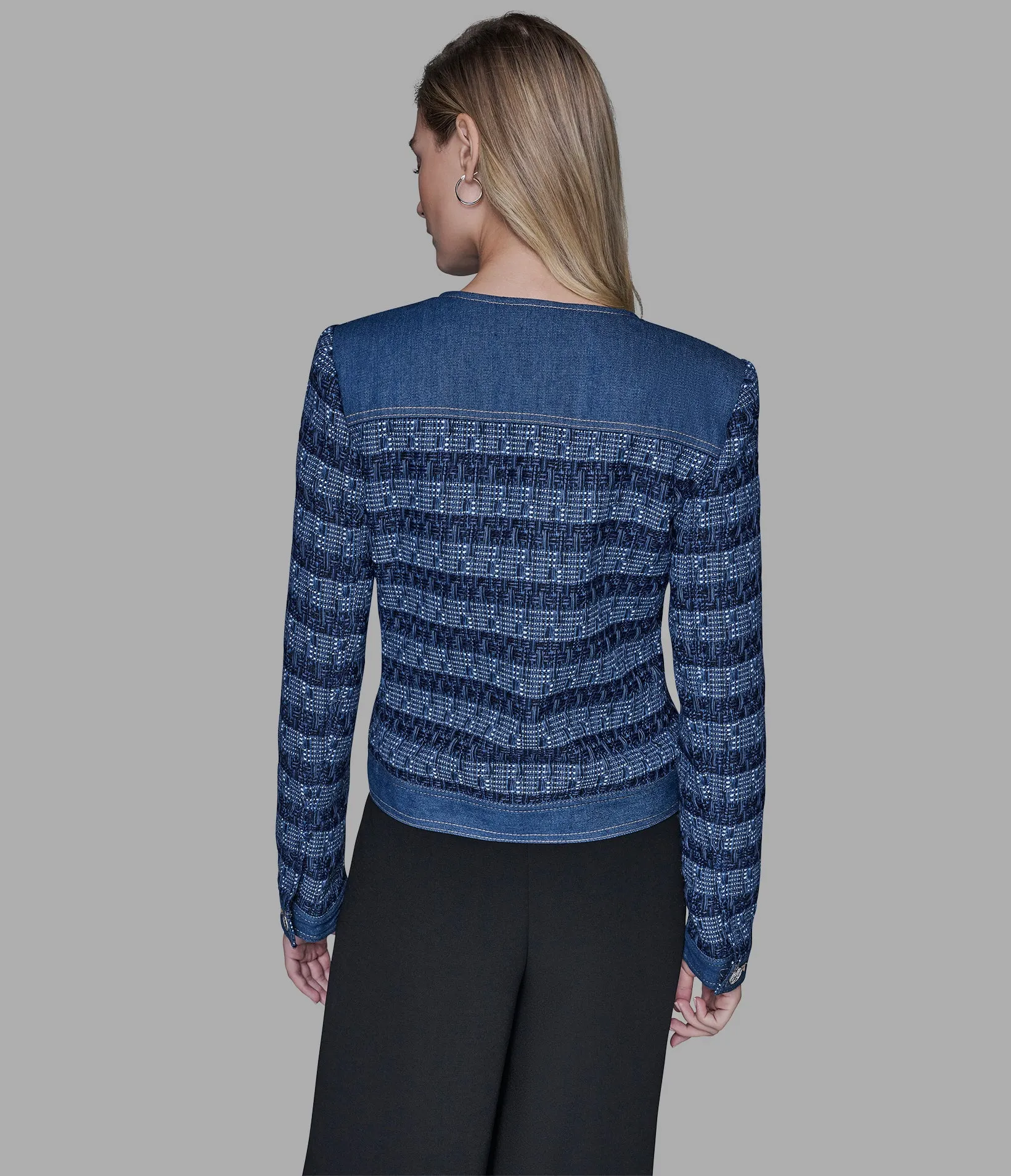 MIXED MEDIA TWEED DENIM JACKET sold by Karl Lagerfeld Paris product image thumbnail 2